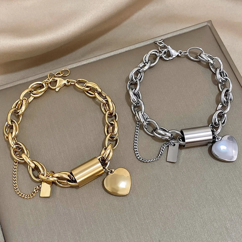 Thick Comfort Bracelet | White Gold