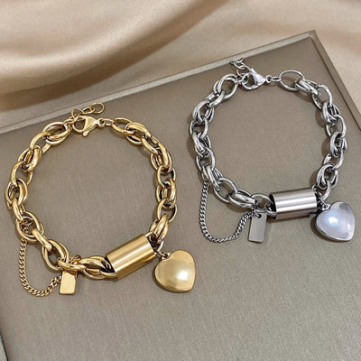 Thick Comfort Bracelet | White Gold