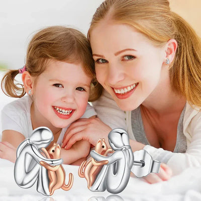 أقراط قطط مزدوجة اللون باللونين الفضي والذهبي