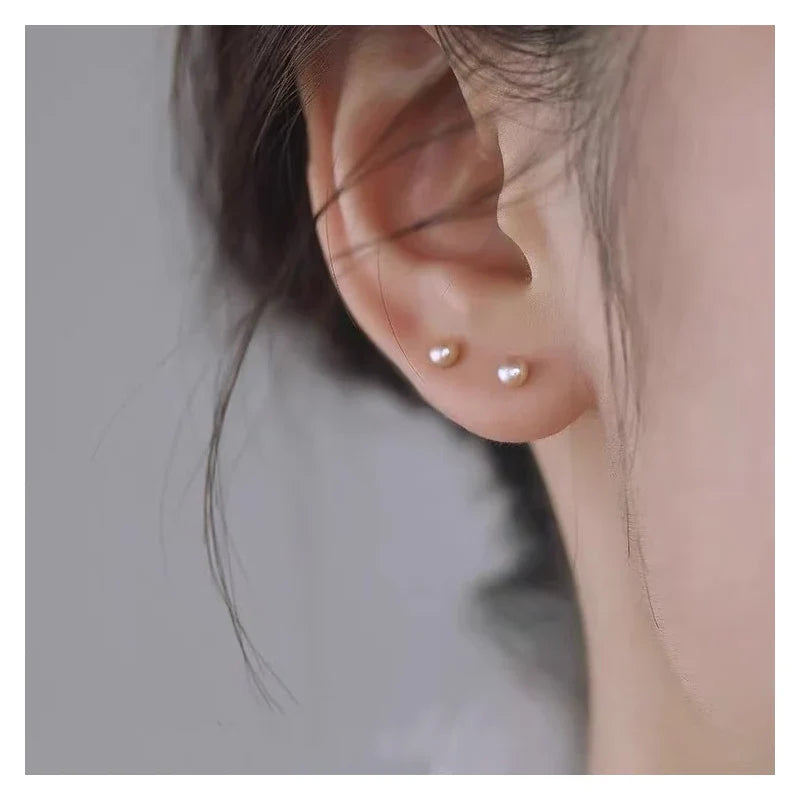 أقراط لؤلؤة المياه العذبة من الذهب عيار 14 قيراط أنيقة