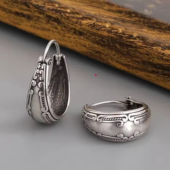 أقراط ماندالا فضية عتيقة