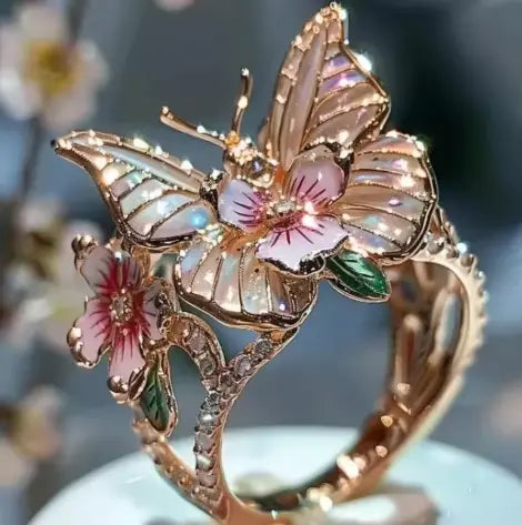 Delicate Gold Butterfly Flower Rings for Women, Party Accessories, Gifts, Personalized Jewelry