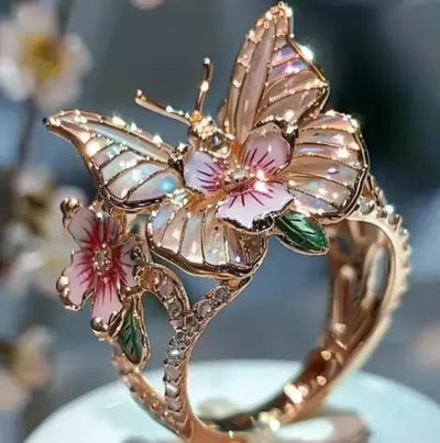 Delicate Gold Butterfly Flower Rings for Women, Party Accessories, Gifts, Personalized Jewelry
