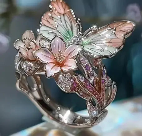 Delicate Gold Butterfly Flower Rings for Women, Party Accessories, Gifts, Personalized Jewelry