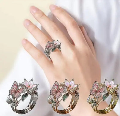 Delicate Gold Butterfly Flower Rings for Women, Party Accessories, Gifts, Personalized Jewelry