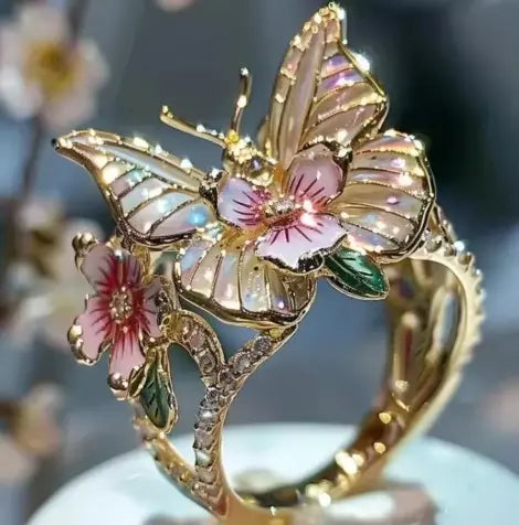 Delicate Gold Butterfly Flower Rings for Women, Party Accessories, Gifts, Personalized Jewelry