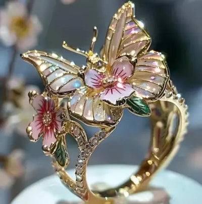 Delicate Gold Butterfly Flower Rings for Women, Party Accessories, Gifts, Personalized Jewelry