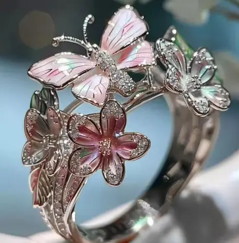 Delicate Gold Butterfly Flower Rings for Women, Party Accessories, Gifts, Personalized Jewelry