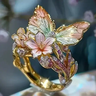 Delicate Gold Butterfly Flower Rings for Women, Party Accessories, Gifts, Personalized Jewelry