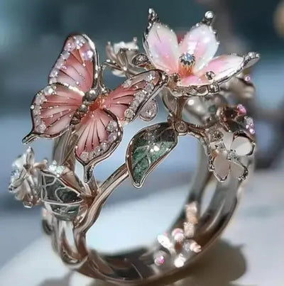 Delicate Gold Butterfly Flower Rings for Women, Party Accessories, Gifts, Personalized Jewelry