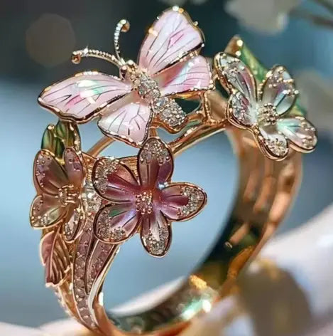 Delicate Gold Butterfly Flower Rings for Women, Party Accessories, Gifts, Personalized Jewelry