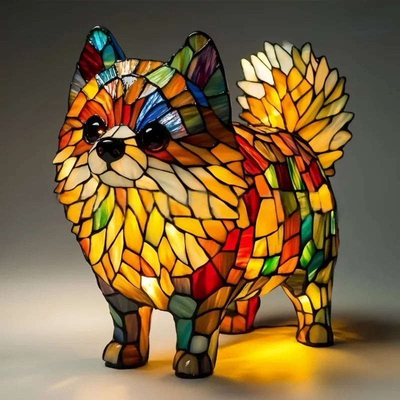 Pomeranian Lamp with Sparkling Sunbeams