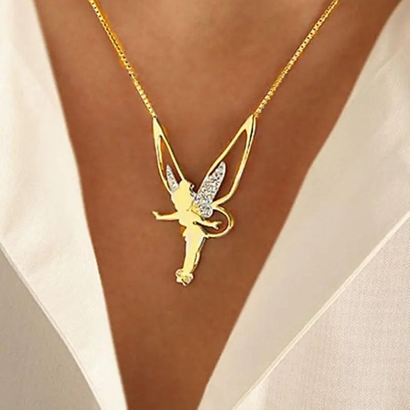 Fairy necklace in gold and silver