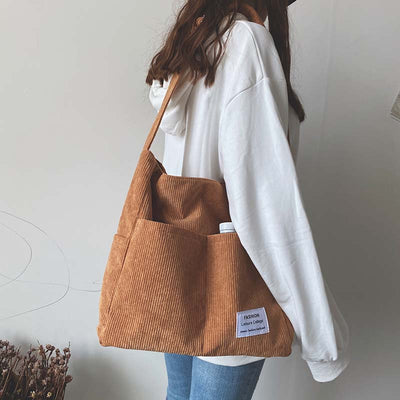 Alina - Corduroy Multi-Pocket Shoulder Bag