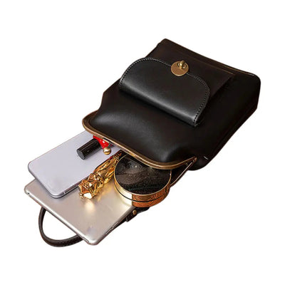 Anna - Elegant leather bag with snap closure