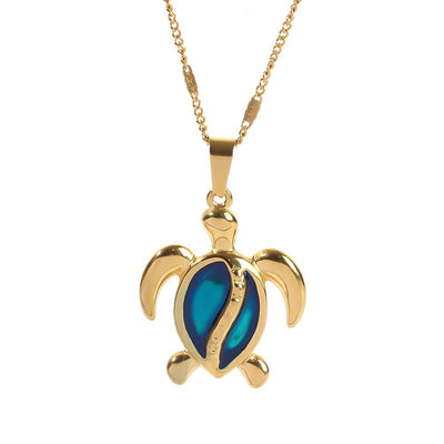 Elora™ Golden Turtle Necklace in Blue Opal