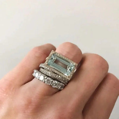 Antique silver glass ring with turquoise accents 