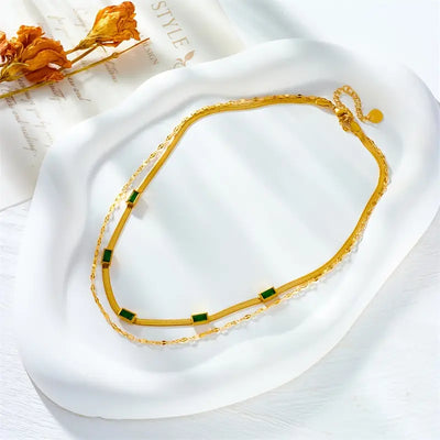 Sorella Gem Double Layered Retro Necklace | Gold