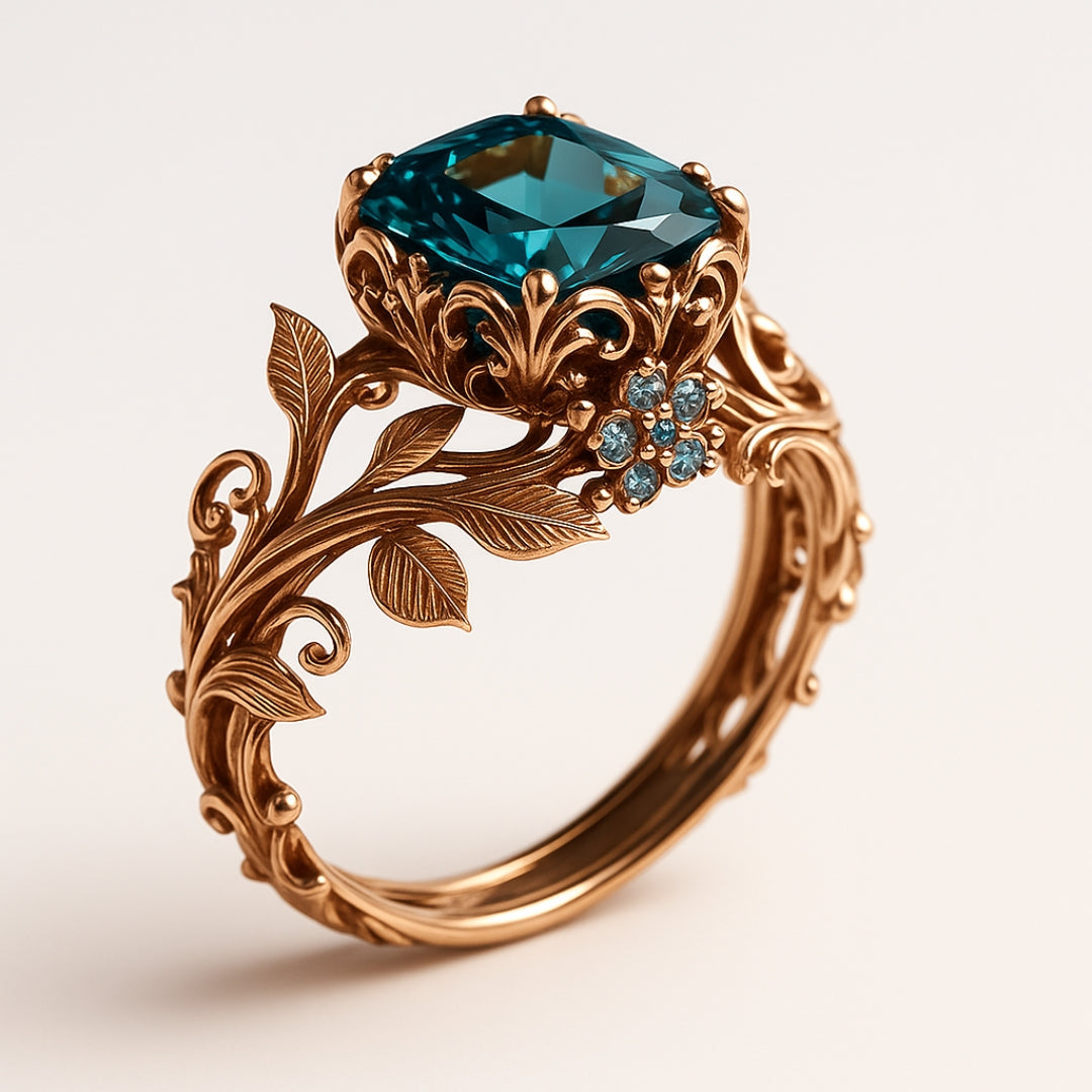 Natural green crystal ring 