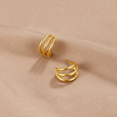 Triple gold earrings