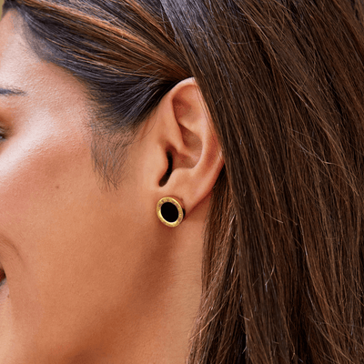 Azalea Schwarz Knopf Stiker Earrings