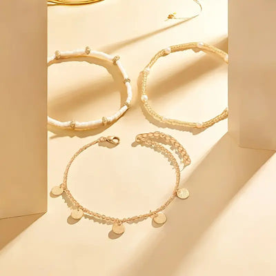 Three-layer anklet with coastal charm | Gold