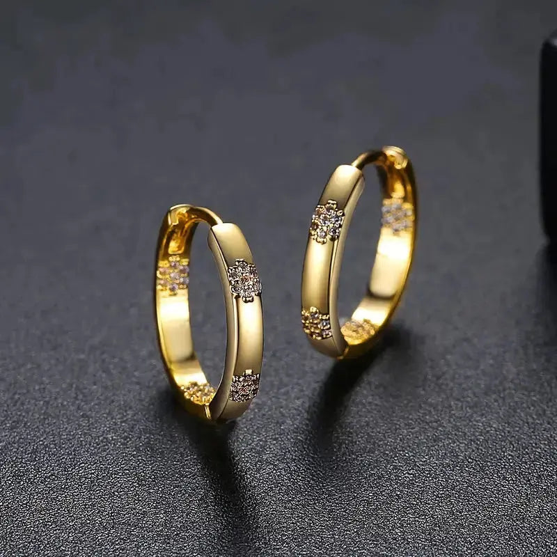 Antique Gold Flower Hoop Earrings