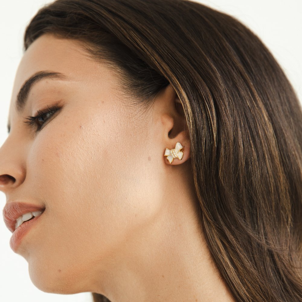 White Crystal Helix Earrings
