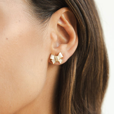 White Crystal Helix Earrings