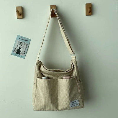 Alina - Corduroy Multi-Pocket Shoulder Bag