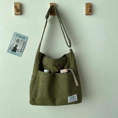 Alina - Corduroy Multi-Pocket Shoulder Bag