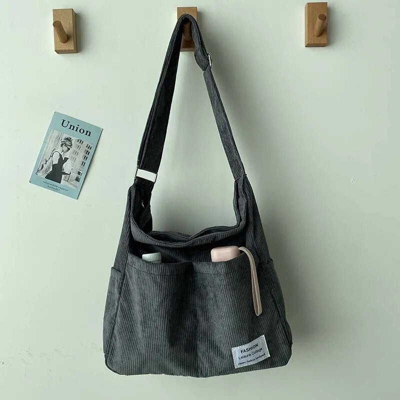 Alina - Corduroy Multi-Pocket Shoulder Bag
