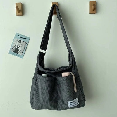 Alina - Corduroy Multi-Pocket Shoulder Bag