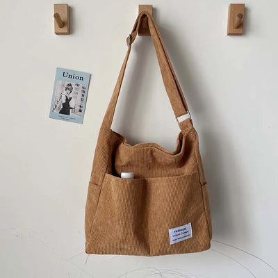 Alina - Corduroy Multi-Pocket Shoulder Bag