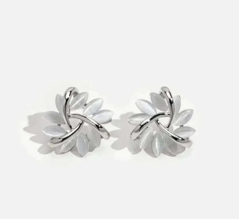 Elegant and sophisticated opal petal hoop earrings in gold