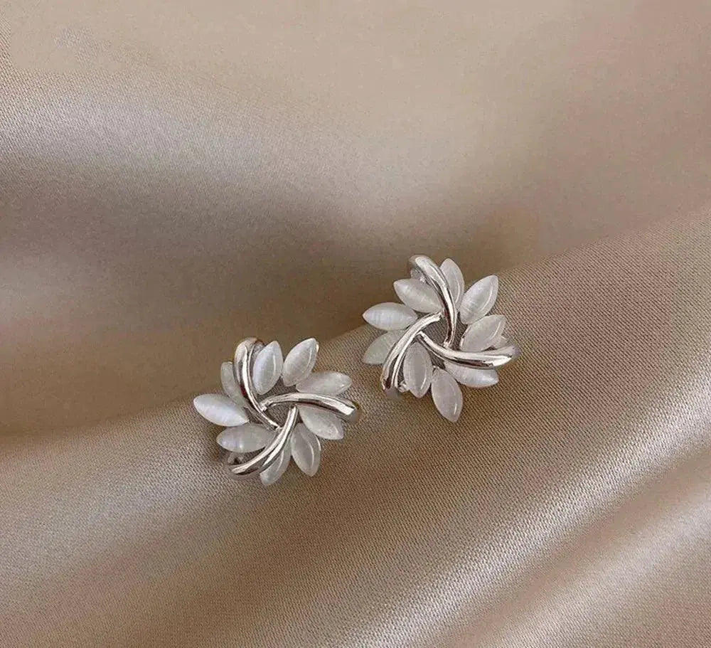 Elegant and sophisticated opal petal hoop earrings in gold