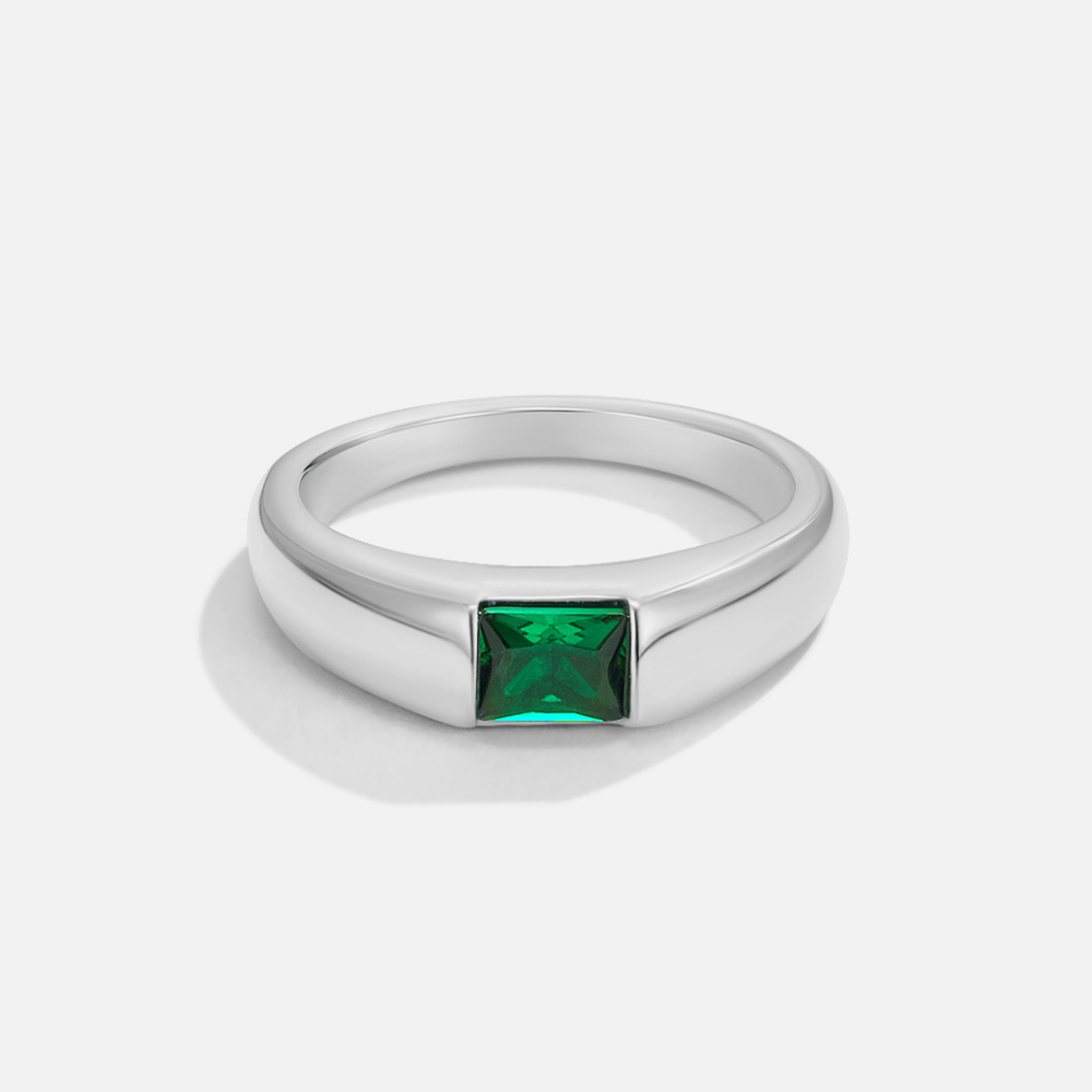 Silver and emerald ember ring