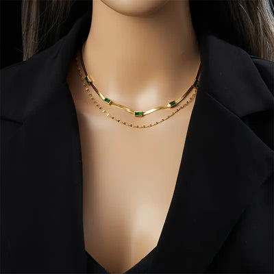 Sorella Gem Double Layered Retro Necklace | Gold