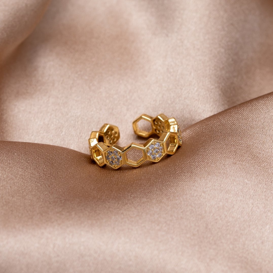 Binah - Gold and Crystal Ring