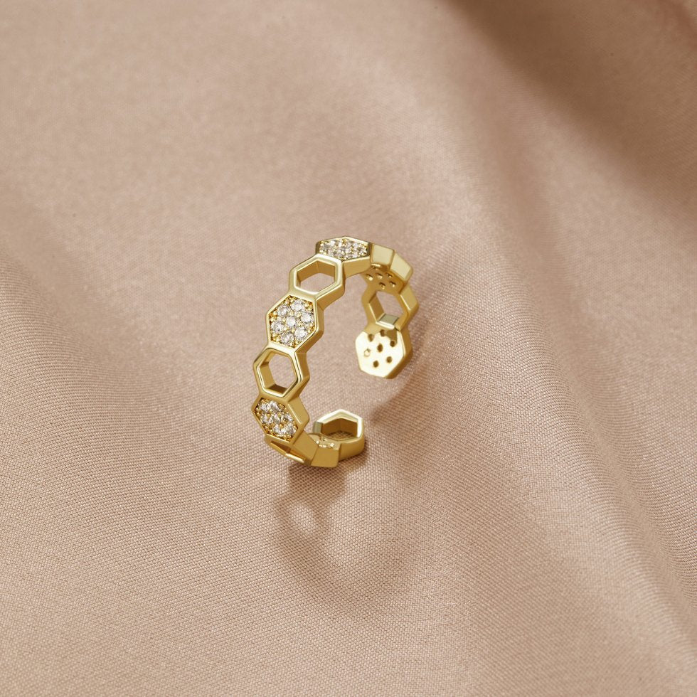 Binah - Gold and Crystal Ring