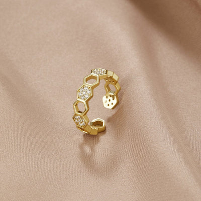 Binah - Gold and Crystal Ring