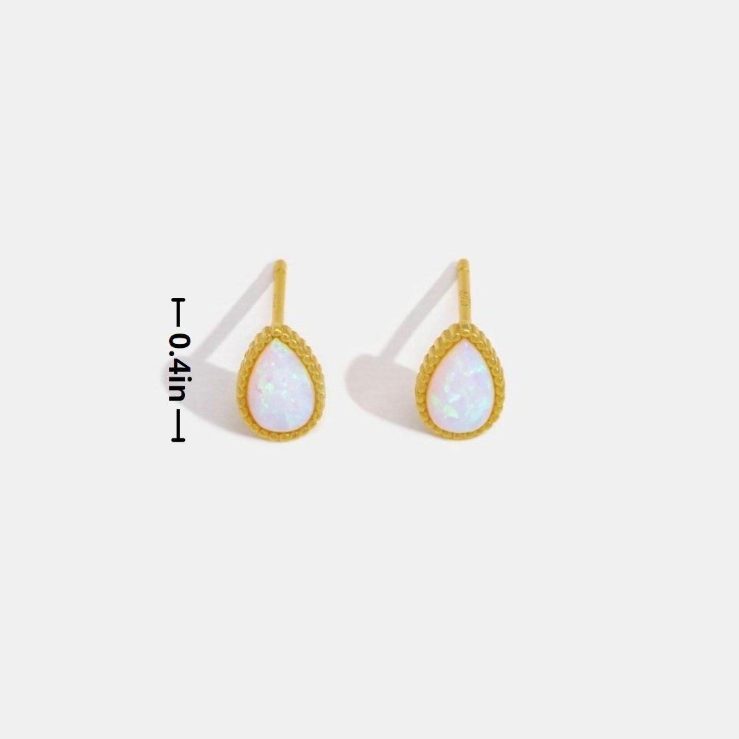 Gold Opal Drop Earrings