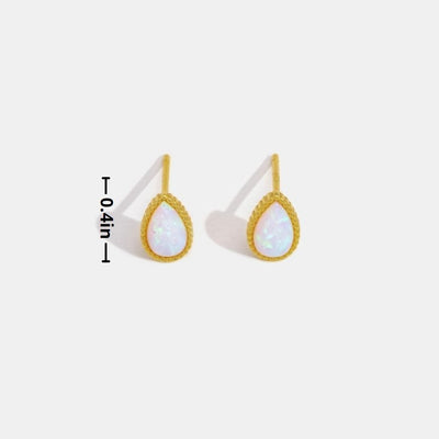 Gold Opal Drop Earrings