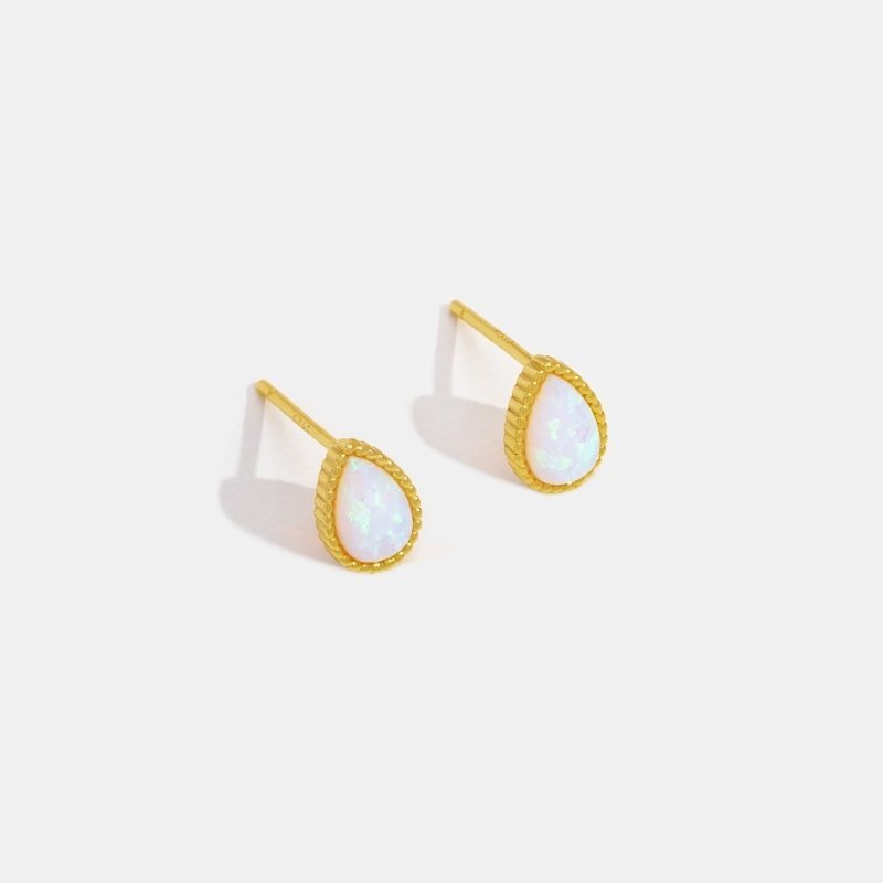 Gold Opal Drop Earrings