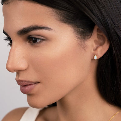 Gold Opal Drop Earrings