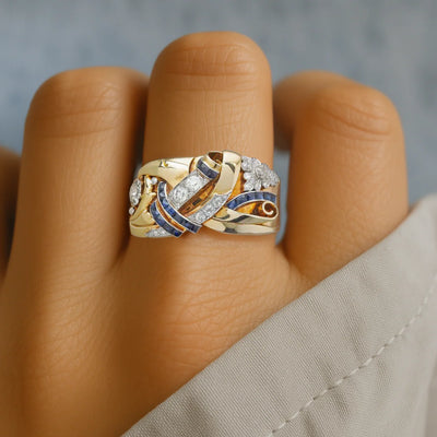 Antique Blue Gold Zirconia Ring 