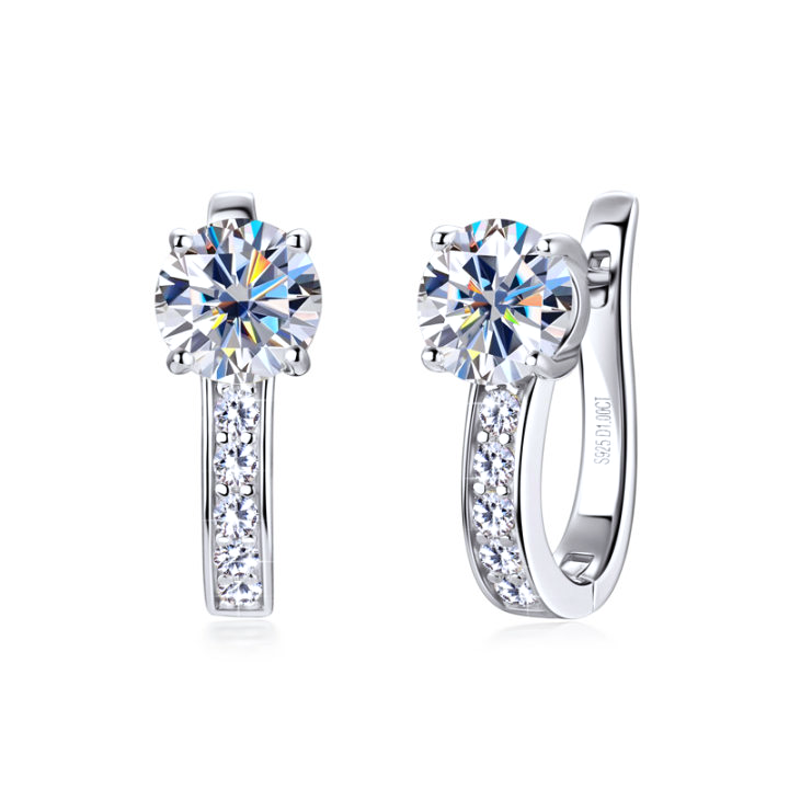 Moissanite Huggie Earrings | Gold