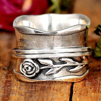 Antique Silver Flower Ring 
