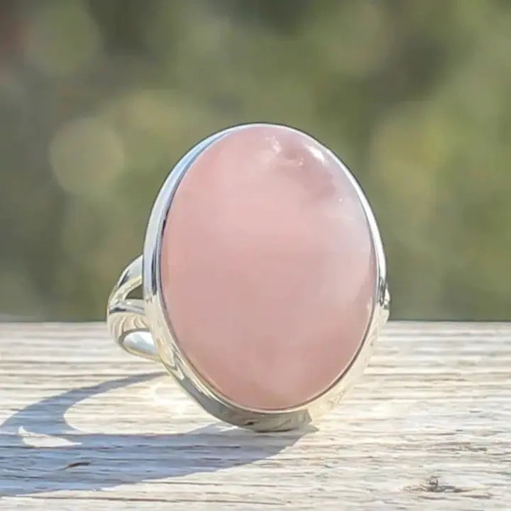 Antique Rose Quartz Ring in Sterling Silver
