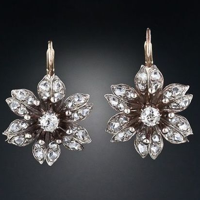 Antique Crystal Flower Earrings 